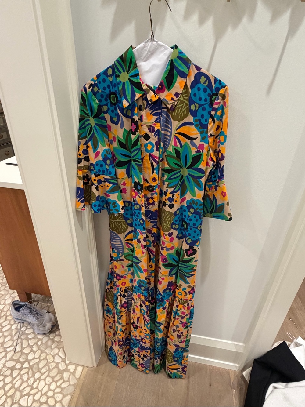 LA DoubleJ Multicolor Floral Maxi Dress in Blue, Green, Yellow